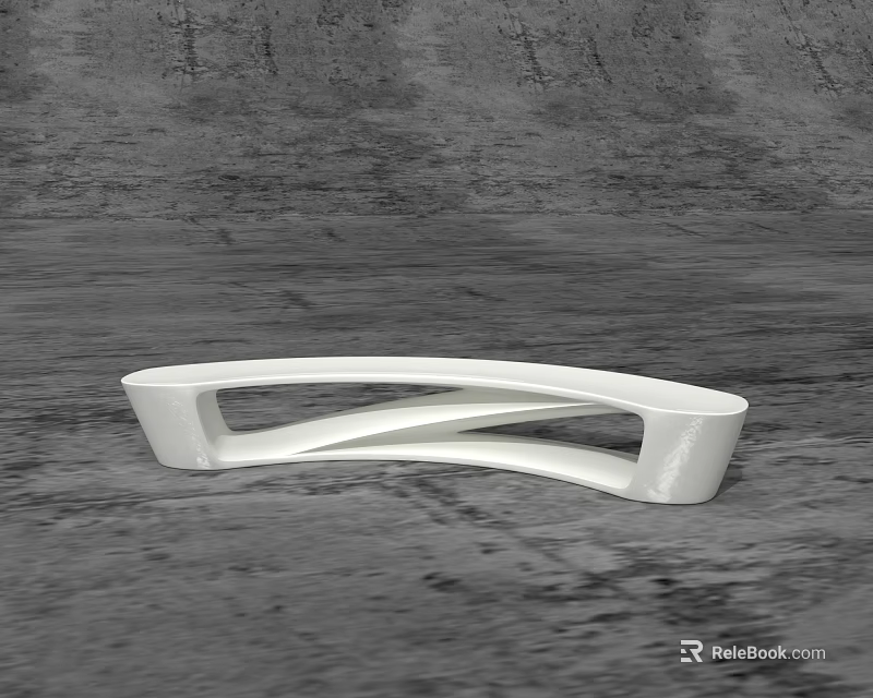 White Modern Minimalist Leisure Chair with Curved Cross Structure on Gray Concrete Floor 3d model 