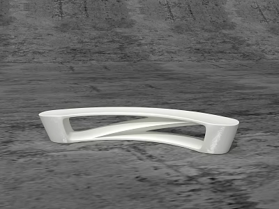 White Modern Minimalist Leisure Chair with Curved Cross Structure on Gray Concrete Floor 3d model