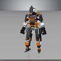 Humanoid Robot With Mechanical Structure Gray Orange White Color Standing Pose And Robotic Joints 3d model
