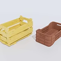 Agricultural Equipment Yellow Wooden And Brown Plastic Crates For Produce Storage And Transport
