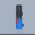 Vertical Industrial Pump With Blue Casing And Black Motor Unit