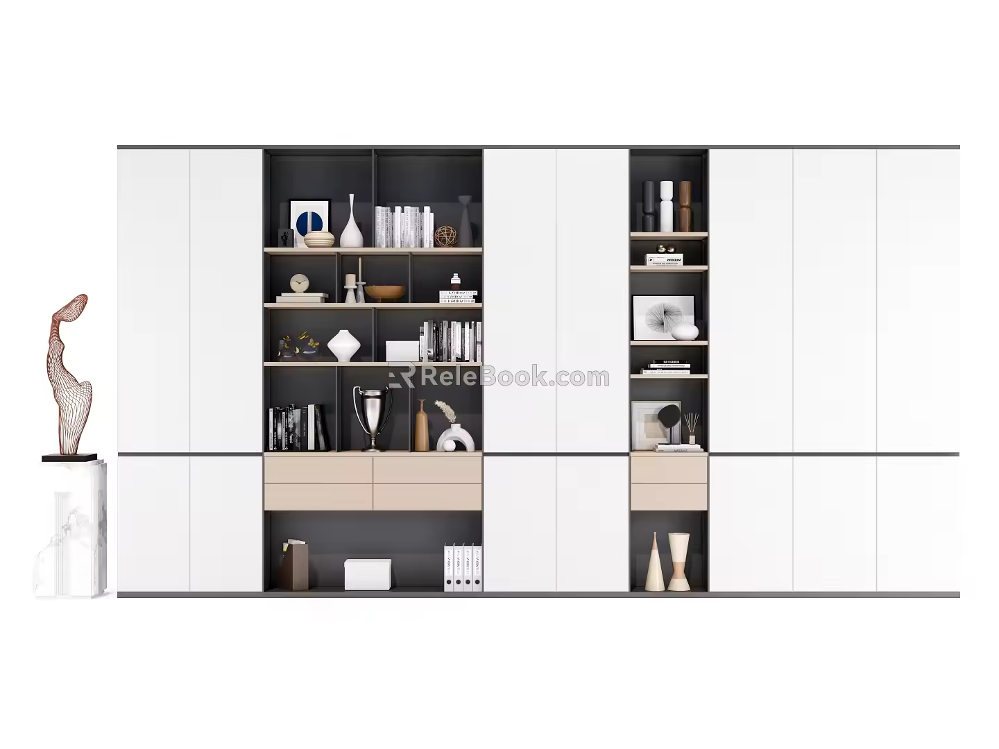 Modern Bookcase Simple Display Cabinet 3d model