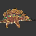 Toy Building Blocks Constructed Dinosaur With Yellow Spiny Back And Green Accents