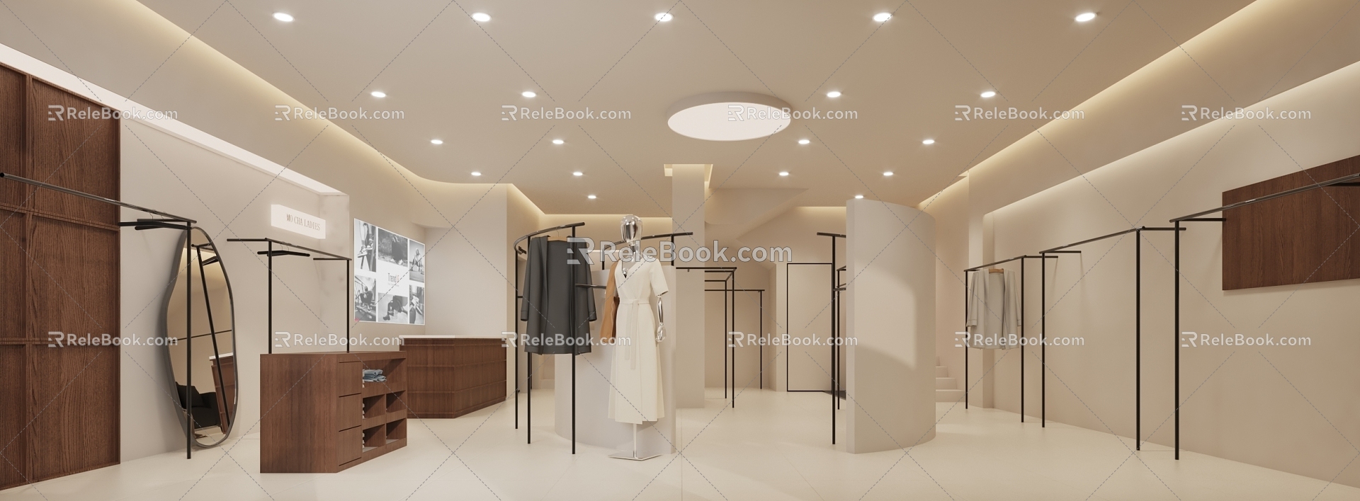 Simple Women's Clothing Store Clothing Store Clothing Model Hanger Clothes Door Head Clothing Store Door Head Retro Style Clothing Store model