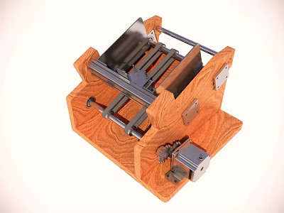 Wooden Frame Mechanical Device With Metal Components And Structural Details 3d model