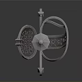 Decorative Metal Sword With Ornate Hilt And Blue Top Ornament Slender Blade For Display Purposes