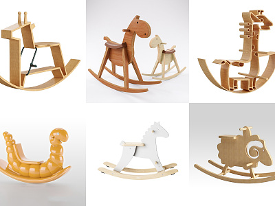 Modern Trojan Children's Rocking Horse Trojan Rocking Chair Combination Elk Giraffe Children's Trojan Combination Children's Rocking Chair Combination Children's Solid Wood Trojan Rocking Chair model