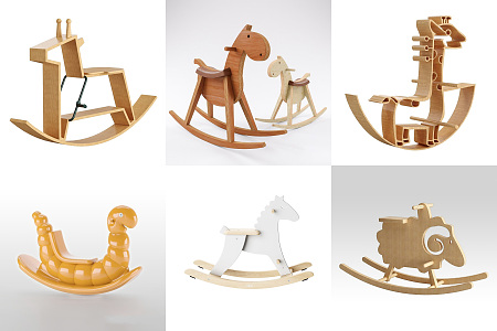 Modern Trojan Children's Rocking Horse Trojan Rocking Chair Combination Elk Giraffe Children's Trojan Combination Children's Rocking Chair Combination Children's Solid Wood Trojan Rocking Chair 3d model