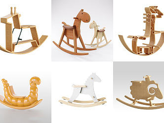 Modern Trojan Children's Rocking Horse Trojan Rocking Chair Combination Elk Giraffe Children's Trojan Combination Children's Rocking Chair Combination Children's Solid Wood Trojan Rocking Chair 3d model