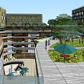 Modern Urban Commercial Complex With Glass Curtain Walls Multiple Buildings And Trees
