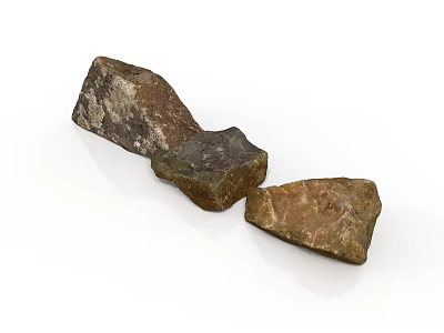 Natural Stone Pieces With Earthy Brown Tones And Rough Textured Surfaces For Home Decor 3d model