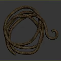 Brown Braided Rope Coiled On Gray Background With Textured Surface 3d model