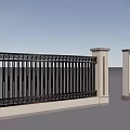 Scenic Wall Design with Stone Columns and Geometric Metal Railing