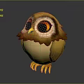 Cute Yellow Owl with Big Red Pupils Fluffy Feathers and Yellow Claws