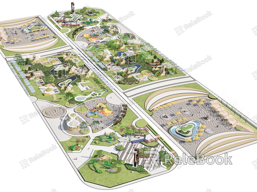 Pocket Park Linear Park Children's Park People's Activity Site Landscape Park Municipal Park model