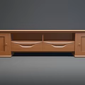 Brown Wooden TV Stand Featuring Cabinet Doors And Drawers Simple Design