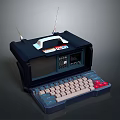 Retro Vintage Portable Electronic Device With Antenna Keyboard And Screen 3d model