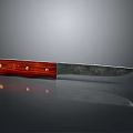 Weapon With Red Wooden Handle Sharp Metal Blade Brass Rivets And Smooth Surface Reflection 3d model