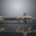 Futuristic Metallic Gun With Intricate Mechanical Design And Shiny Finish