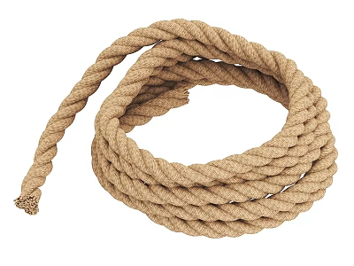 Natural Brown Twisted Hemp Rope Coiled In Loop For Crafts Or Decor 3d model