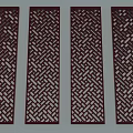 Four Decorative Red Carved Screens With Intricate Geometric Weave Patterns 3d model