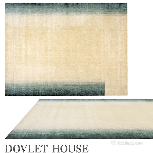 Square Carpet with Gradient Cream to Dark Green Color Modern Soft Texture Home Decor 3d model 