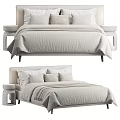 Minimalist Double Bed Design With Textured Bedspread Plush Pillows And Bedside Tables