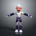 Animated Game Character With White Hair Red Face Purple White Outfit Clawed Feet Design