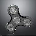 Silver Metallic Fidget Spinner With Three Blades And Bearings Design