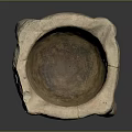 Ancient Square Shaped Stone Basin With Weathered Texture And Decorative Handles 3d model