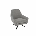 Stylish Modern Gray Fabric Accent Chair With Swivel Metal Base And Armrests