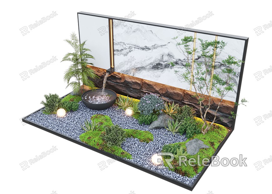 Modern Waterscape Wall Courtyard Waterscape Water Landscape Wall Landscape Plants model