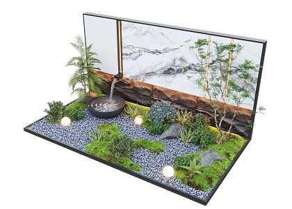 Modern Waterscape Wall Courtyard Waterscape Water Landscape Wall Landscape Plants 3d model