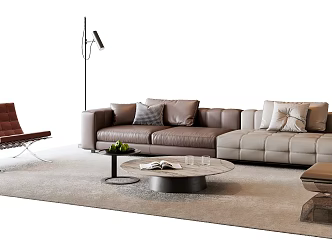 Modern Italian Sofa Coffee Table Combination Modern Sofa Coffee Table Leather Sofa Multi-Person Sofa Single Person Sofa Side Table Floor Lamp Fruit Sofa Stool 3d model