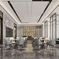 Modern Luxury Real Estate Sales Office Lobby With Marble Finishes And Exquisite Artistic Chandelier Decoration