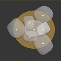 Modern Decorative Sculpture With Silver Spheres And Golden Base Vertical Design