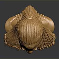 Golden Human Bust Sculpture With Shiny Braided Hair And Smooth Base Against Dark Background