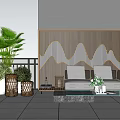 Outdoor Sofa On Patio With Bamboo Screen Mountain Lighting And Woven Lanterns