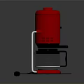 Red Industrial Equipment With Metal Support Stand And Flexible Hose Design