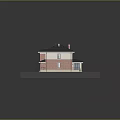 Two Story House With Red Brick Exterior Light Colored Walls And Dark Roof
