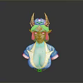 Woman with Teal Hair Red Horns and White Top Character Design