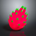 Shiny Red Dragon Fruit With Bright Green Spikes On Dark Background 3d model