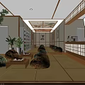 SPA Sauna Relaxing Interior With Cherry Blossom Tree Wooden Structure And Natural Elements