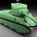 Green Military Tank With Long Cannon Turret and Heavy Tracks Design