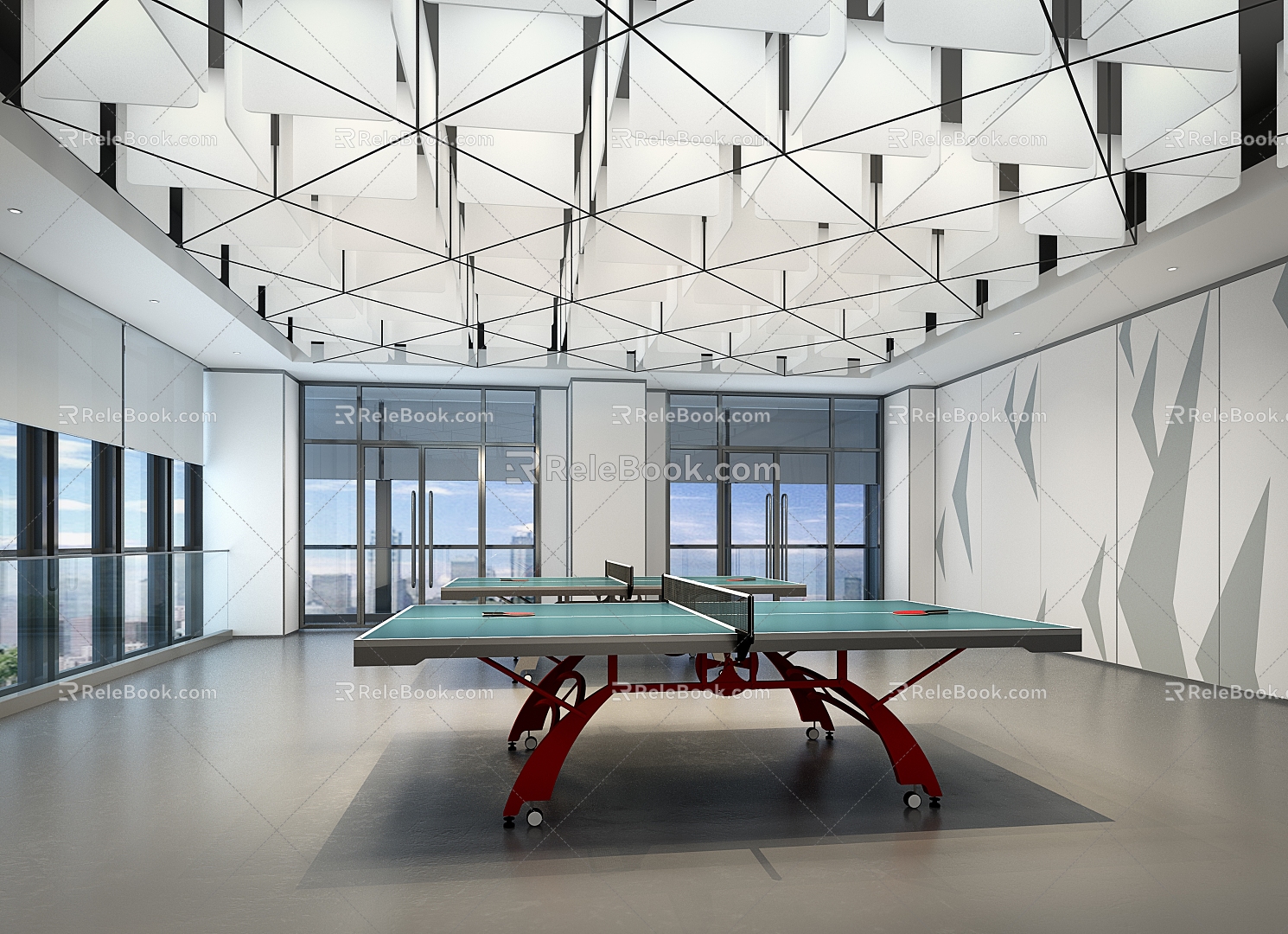 Modern table tennis room activity room 3d model