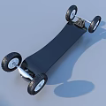 Red Deck Four Wheeled Sports Scooter With Black Frame And Durable Wheels