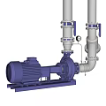Industrial Pump Equipment With Purple Motor Silver Pipes Mechanical Flanges And Gauge