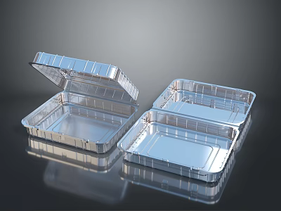 Shiny Silver Aluminum Foil Containers With Lids For Food Storage And Organization 3d model
