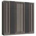 Elegant Gray Decorative Wall Panels With Vertical Stripes And Intricate Moldings