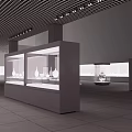 Modern Exhibition Hall Interior With Glass Display Cases And Porcelain Exhibits